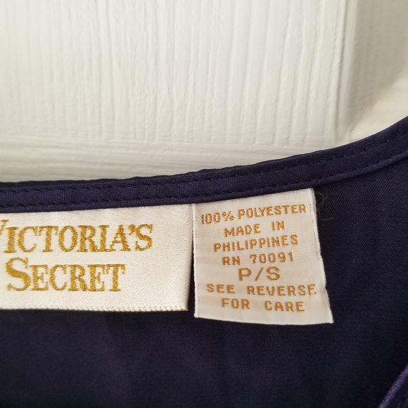 Victorias Secret Purple Satin Night Shirt Gold Label Monogram Vintage Womens P/S - Picture 5 of 7
